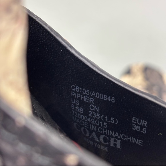 Coach Pipher Women's Heels Sandals 6.5B Black Snake Print Ankle Buckle Block - Picture 11 of 11